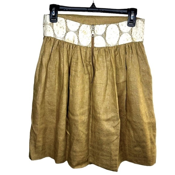 ANTHROPOLOGIE Lauren Moffatt Linen Skirt with Studded Pockets & Silk Lining - Picture 5 of 10